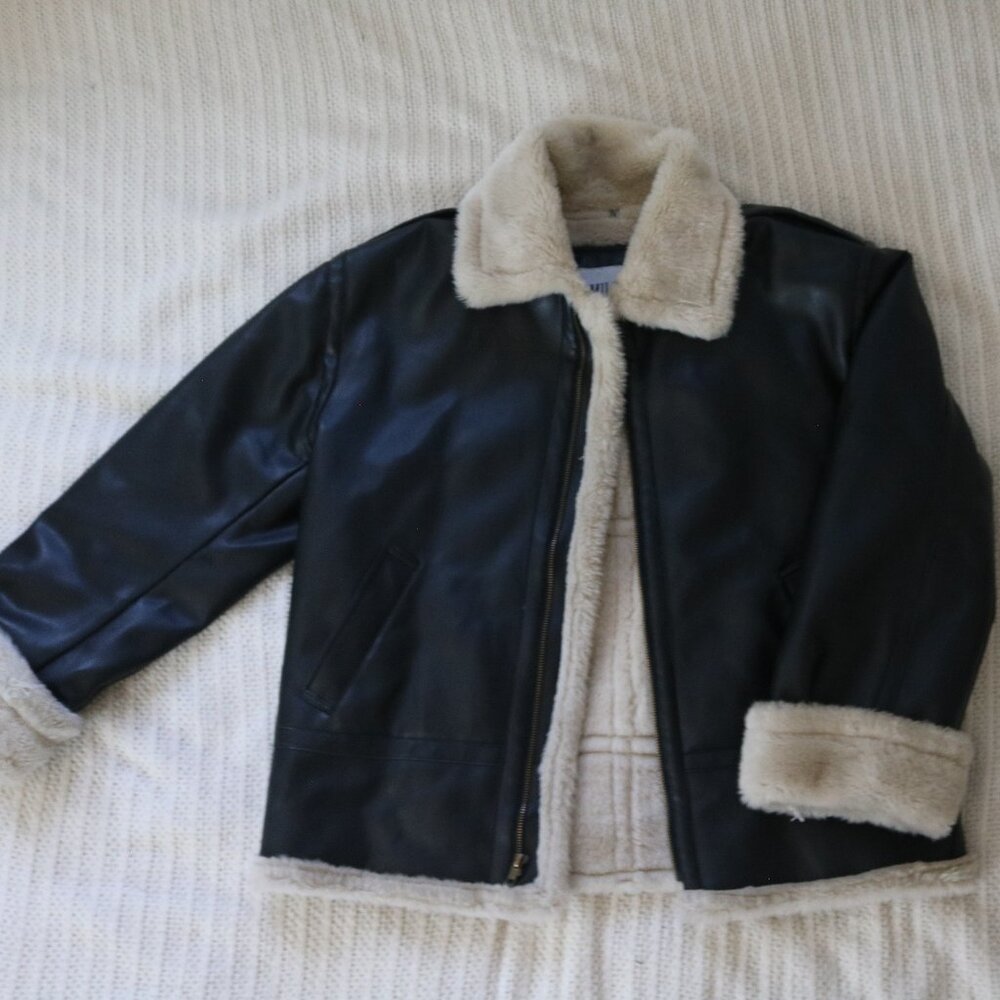 Furry Bomber Leather Jacket